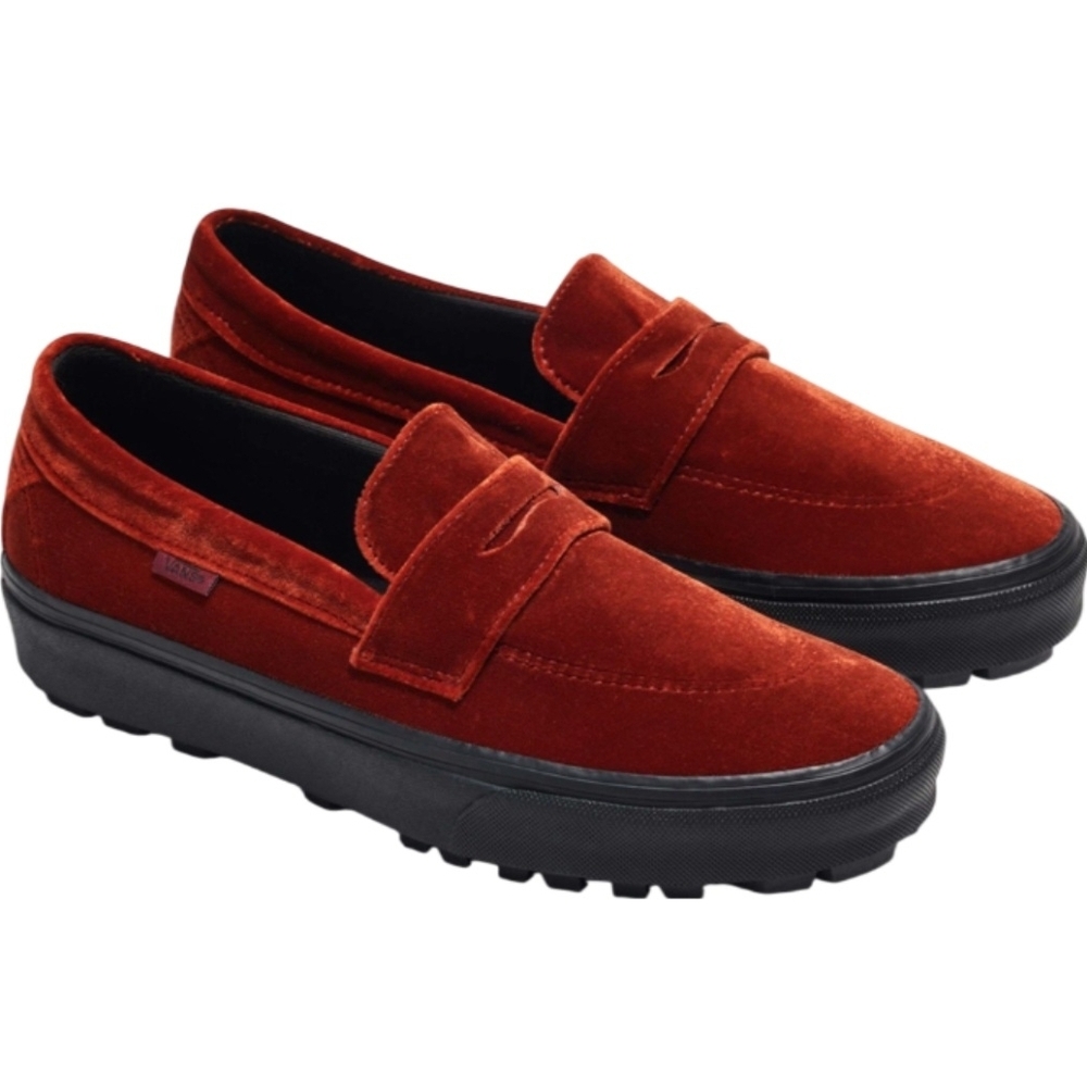 NWOT Vans Women's Red Velvet Loafers